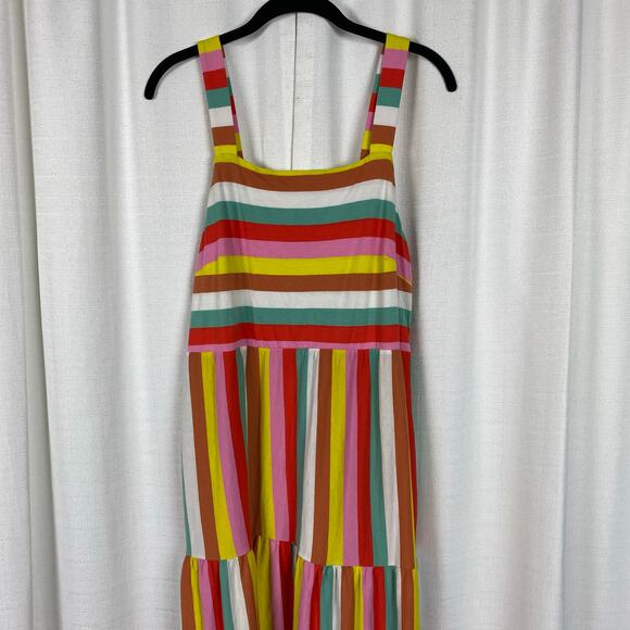 J.Crew Rainbow Stripe Maxi Dress Sz.L - Picture 6 of 15